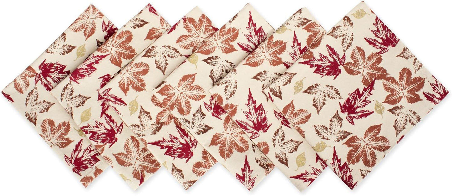 Rustic Autumn Leaves Kitchen Collection Thanksgiving & Fall Table Décor, Napkin Set, 20X20, 6 Piece