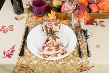 Rustic Autumn Leaves Kitchen Collection Thanksgiving & Fall Table Décor, Napkin Set, 20X20, 6 Piece