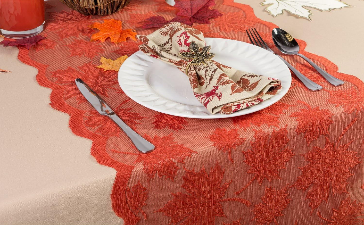 Rustic Autumn Leaves Kitchen Collection Thanksgiving & Fall Table Décor, Napkin Set, 20X20, 6 Piece
