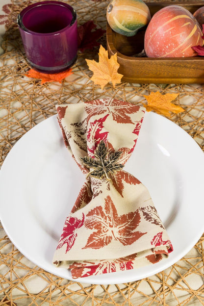 Rustic Autumn Leaves Kitchen Collection Thanksgiving & Fall Table Décor, Napkin Set, 20X20, 6 Piece
